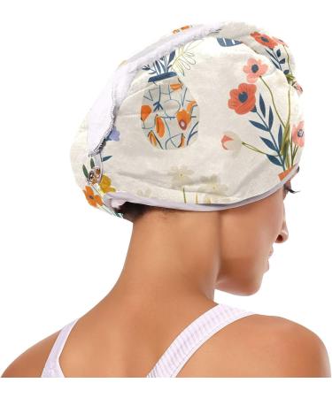 Super Absorbent Hair Towel 2 Pack | Quick Dry Hair Turbans with Button Twisty Wrap | Beautiful Bouquets Design for Women & Girls - Buy Online on GoSupps.com