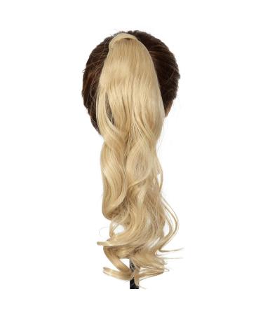 Pferdeschwanz Hair Part Braid Clip-In Ponytail Extension - 43cm Wavy Dark Blonde Mix & Bleach Blonde for Women | Synthetic Hair Piece - Buy Online on GoSupps.com