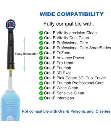 Zegupal Replacement Toothbrush Heads for Oral-B Braun Electric Toothbrush - 4 Pack 3D White & Black Refills - Smooth Teeth Cleaning - Buy Online on GoSupps.com