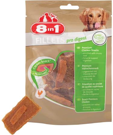 Buy 8in1 Fillets Pro Digest Dog Snacks - Chicken Treats for Digestion - 80g Pack - Functional Dog Treats - Buy Online on GoSupps.com