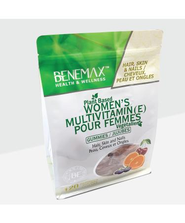 Benemax Women's Multivitamin Gummies - For Hair Skin Nails Metabolism Eyesight Immune Function Collagen Formation Connective Tissue. Energy and Overall Good Health. With Calcium Iron and Antioxidants. 120 Gummies