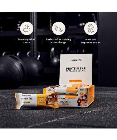 foodspring New Extra Chocolate Protein Bars - 13g protein per bar no added sugar nutritious post-workout or on-the-go snack - Soft Caramel - 45g Soft Caramel 12 count (Pack of 1) - Buy Online on GoSupps.com