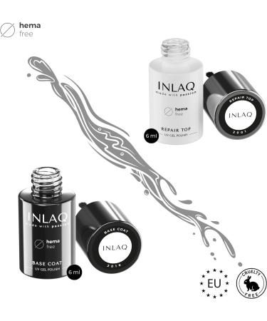 INLAQ HEMA Free Repair Top + Base Coat | Top Coat and Base Coat Set 2Pcs - Premium Top and Base for Hybrid Varnishes 2x6ml - Buy Online on GoSupps.com