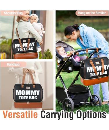 Lekebaby Baby Changing Bag Nappy Tote Diaper Bag with Storage | Messenger Bag for Mom and Dad | Black - Buy Online on GoSupps.com