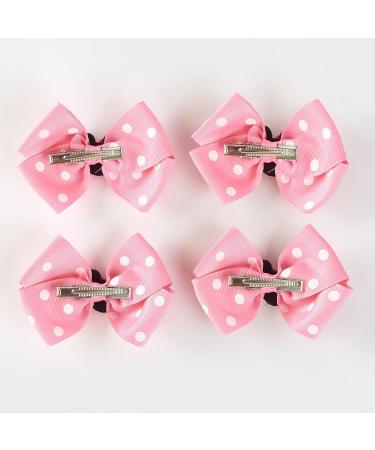 4Pcs 4Inch Polka Dot Pink Mouse Ears Bow Clips for Girls & Women - Birthday Party Decorations & Costume Hair Accessories - Buy Online on GoSupps.com