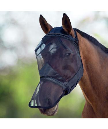 Harrison Howard CareMaster Midge-proof Fleece Padding Horse Fly Mask Full Face No Ears Black Large Full Size Full (Large) Pian Black