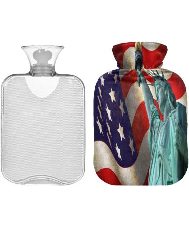 Mnsruu American Flag Freedom Statue Heat Bottle - Velvet Cover 2L Warm-Up Bag for Pain Relief & Cold Therapy - Buy Online on GoSupps.com