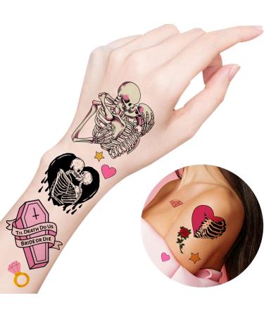 192 PCS Til Death Do Us Temporary Tattoos Stickers Gothic Halloween Sticker for Bridal Shower Supplies Bride or Die Bachelorette Party Decorations Gifts Ideal Prizes Valentine (16 Sheet) - Buy Online on GoSupps.com