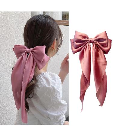 Vintage Satin Bow Ribbon Hairclip Hairpin for Women (Pink) - Buy Online on GoSupps.com