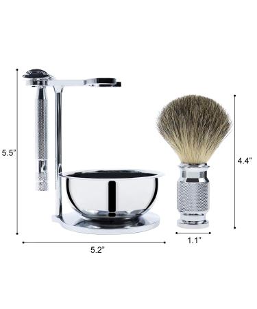 Jolitac Wet Shaving Kit for Men - Complete Grooming Set with Badger Hair Brush Stainless Steel Bowl & Double Edge Safety Razor - Perfect Gift - Buy Online on GoSupps.com