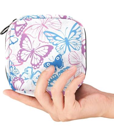 Colorful Butterfly Print Sanitary Napkin Storage Bag - Menstrual Cup Pouch & Travel Organizer | Large Capacity & Portable Makeup Bag - Color 13 - Buy Online on GoSupps.com