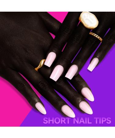 Colored Gel X Nail Tips - 96Pcs Nude Short Length Press on Nails - Almond & Square Shape - Soft Gel-like EC 4 in 1 Mixed X-coat Tips - Nail Extensions - Buy Online on GoSupps.com