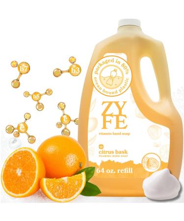 Foaming Hand Soap Refills Half Gallon Hand Soap Foam Refill with Essential Oil Fragrance in Recycled Bottle Citrus Handwash Refil Biodegradable+ Citrus Bask 64 Fl Oz (Pack of 1)