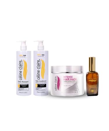 Ultimate Hair Care Collection by Celine Claire - Complete Hair Repair and Hydration System for Perfectly Smooth Shiny and Healthy Hair (Complete Sulfate-Free Keratin Care Silky Smooth Essentials)