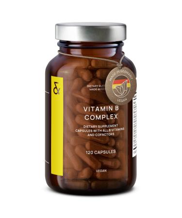 Vegan Vitamin B Complex - All 8 B Vitamins & Co-Factors - 120 Capsules for 120 Days - Vitamin B1 B2 B3 B5 B6 B12 Methylcobalamin Biotin & Folic Acid Myo-Inositol Choline - Energy Metabolism