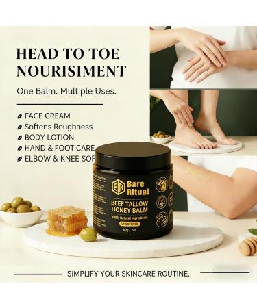 Bare Ritual Tallow Honey Balm Deep Skin Care Beef Tallow Moisturizing Cream Natural Whipped Moisturizing Skin Care Cream for All Skin Types - Buy Online on GoSupps.com