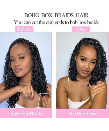 Yamolesuny Boho Bob Box Braids Crochet Hair with Curly Ends Pre-looped Goddess Locs Braiding Extensions 3X Bohemian Hippie For Black Women(14 Inch 613#) - Buy Online on GoSupps.com