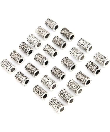 Beard Hair Beads 24Pcs Viking Hair Bead Alloy Vintage Dreadlock Beads Men Beard Tubes Hair Decoration Necklace Bracelet Jewelry DIY Braiding Jewelry Making Beads - Buy Online on GoSupps.com