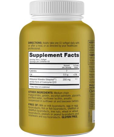 Qunol Ubiquinol CoQ10 200mg Softgels - Antioxidant for Heart Health (60 Count Pack of 2) | Buy Internationally - Buy Online on GoSupps.com