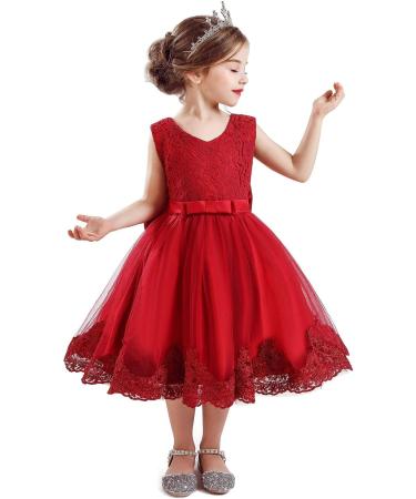 TTYAOVO Baby Princess Dress 6-12 Months - Red Baptism Christening Tutu Gown for Wedding Pageant - Buy Online on GoSupps.com