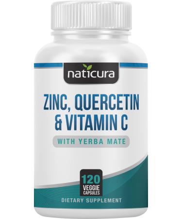 Naticura: Zinc Quercetin - Nutritional Supplement with Vitamin C and Yerba Mate for Cardiovascular Health and Immune Support - 120 Veggie Capsules - Helps Fight Inflammation - Made in The USA