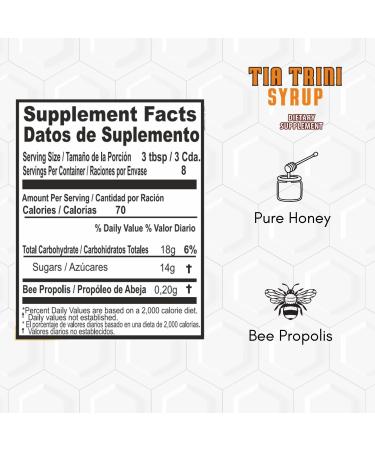 Jarabe de la T a Trini con Miel Pura (Syrup with Pure Honey) - Dietary Supplement - 4.05 fl oz (120 ml) - Mullein Propolis Eucalyptus Anacahuite & Mint(prop leo eucalipto Mirra gordolobo & mas) - Buy Online on GoSupps.com
