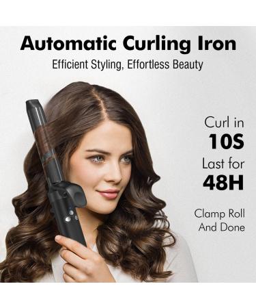 Rotating Curling Iron 1 Inch | Automatic Professional Curler for Beach Waves & Instant Heat | Ideal for Short & Long Hair - Black - Buy Online on GoSupps.com