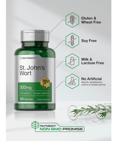 Horb ach St John's Wort Capsules 300mg | 120 Count | Non-GMO Gluten Free | Herbal Extract - Buy Online on GoSupps.com