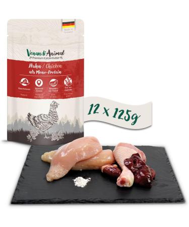 Venandi Animal Premium Wet Cat Food - Grain-Free Chicken Monoprotein 12 Pack (12 x 125g) - International Shipping Available - Buy Online on GoSupps.com