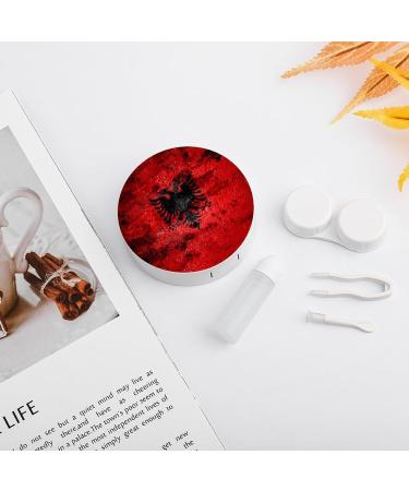 Old Grunge Albania Flag Contact Lens Travel Kit - Portable Cute Contact Box with Mirror for Daily Outdoor Use - Buy Online on GoSupps.com