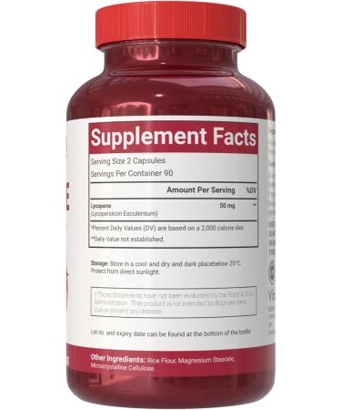 VitaCosmoX Lycopene 50mg Vegan Capsules 180 Count Plant-Based Antioxidant Support - Buy Online on GoSupps.com