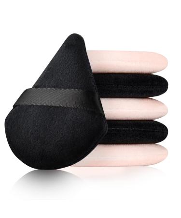 Puff Soft Powder Sponge Triangle Powder Puff Reusable Triangle Sponge with Strap Wet Dry Cosmetic Puff for Loose Powder Foundation (Black Beige)