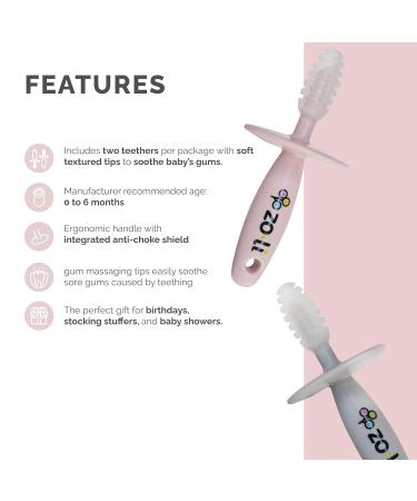 ZoLi Chubby Gummy teether | 2 Pack Baby Teething Relief - Blush/Grey BPA Free Teething Stick - Teething Toy - Buy Online on GoSupps.com