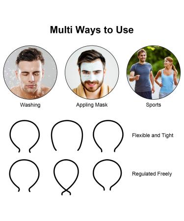 3 Pack Unisex Metal Headbands - Black Spring Wavy Nonslip Hair Bands for Men & Women | Sports Fashion Headwear - Buy Online on GoSupps.com