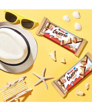 KINDER BUENO White Chocolate and Hazelnut Cream Candy Bars 20 Packs 2 Individually Wrapped Bars Per Pack (20 x 39g) Kinder Bueno White 20 Packs (780g) - Buy Online on GoSupps.com