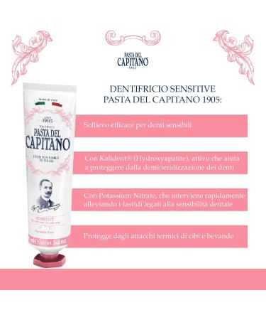 Pasta del Capitano 1905 Sensitive Toothpaste | 100% Made in Italy | Protection for Sensitive Teeth | 75 ml Tube - Buy Internationally - Buy Online on GoSupps.com