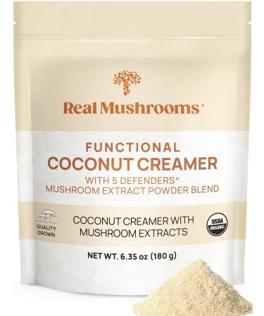 Real Mushrooms Functional Coconut Creamer with Reishi, Lucuma & Ceylon Cinnamon Organic, Dairy-Free Vegan Coffee Creamer for Smoothies & Drinks 90 Servings Organic Cream Coconut Powder