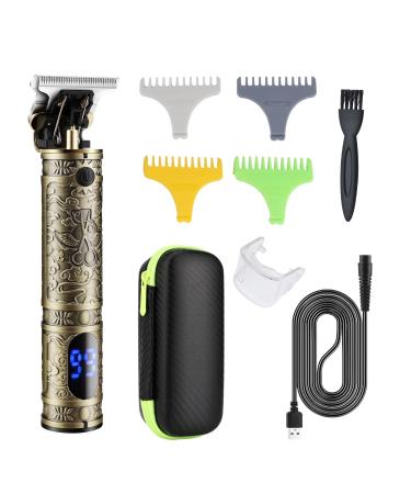 Suttik Hair Clippers for Men Beard Trimmer Zero Gapped Trimmer T-Blade Trimmer Clippers for Hair Cutting Cordless Trimmers Professional Barber Liners Clippers Haircut Edgers Clippers Gold With Bag