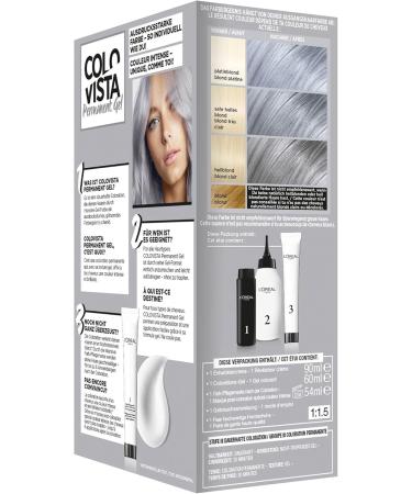 L'Or al Paris 3 Pack Permanent Hair Color Gel Intense Shine Coloration and Colovista Permanent Gel Silver Grey Treatment Mask - Buy Online on GoSupps.com
