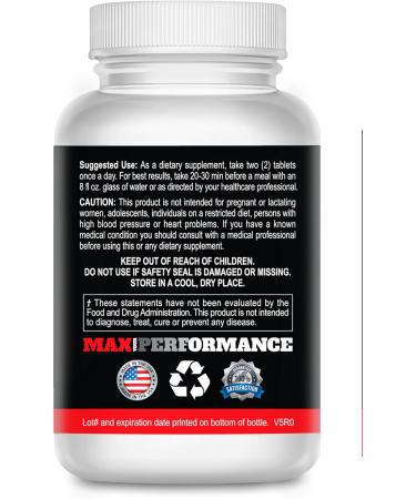 MaleMax Male Performance Size Enhancement Pills for Men Add Up to 4-6 Fast Boost Stamina Drive & Energy Thicker Fuller Harder Results in and Out of The Gym Safe & Effective 60 Tablets - Buy Online on GoSupps.com