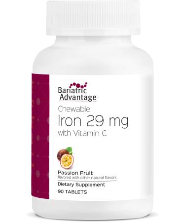 Bariatric Advantage Chewable Iron 29 mg with Vitamin C for Increased Absorption and Utilization Easily Digestible for Gastric Bypass and Sleeve Gastrectomy Surgery Patients - Passion Fruit 90 Count 90 Count (Pack of 1) - Buy Online on GoSupps.com
