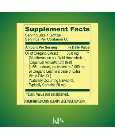 KP+ Oil of Oregano Extract 2000 mg | 60 Softgels | Supports Immune & Antioxidant Health | Mediterranean Herbal Supplement | Pack of 1 - Buy Online on GoSupps.com