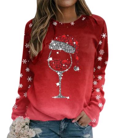 Women's Christmas Sweatshirts Cute Snowman Penguin Print O-Neck Raglan Top Shirt Pullover Comfy Warm Xmas Jumper Winter Long Sleeve Tops Loose Tunic Top Sweaters Z32-red S - Buy Online on GoSupps.com