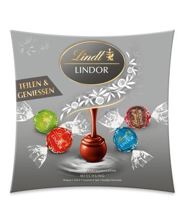 Lindt chocolate lindor sharing silver |250g |approx. 20 lindor balls with a delicate melting filling in the varieties of milk caramel & salt pistachie double chocolate |Chocolate gift |Pralines Sharing mix silver