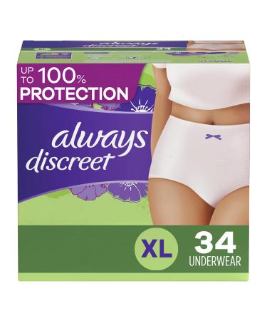 Always Discreet Incontinence & Postpartum Underwear For Women Maximum Protection X-Large 34 Count