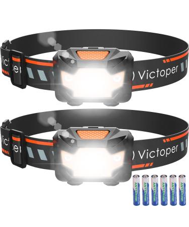 Victoper 2 Pack LED Headlamp 1100 Lumen Bright Lightweight Head Lamp with 4 Mode IPX5 Waterproof Head Light with Red Light for Running Fishing Hiking Camping Outdoor Head Flashlight for Adults Kids Orange