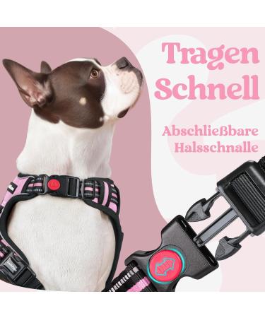 Rabbitgoo Adjustable Anti-Pull Dog Harness for Large Dogs - Soft Padded Reflective Chest Harness in Pink XL (1 Pack) - No Choke Design Perfect for Daily Walks - Buy Online on GoSupps.com