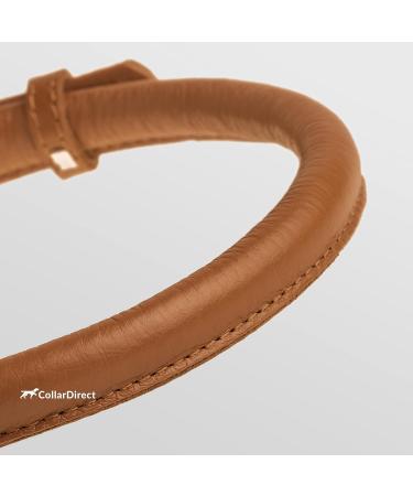 Collardirect Handmade Round Leather Dog Collar - Soft Padded Real Leather Adjustable for Small to Big Dogs & Cats - Available in Black Pink Red Purple Blue Brown (35-40 cm) - Buy Online on GoSupps.com