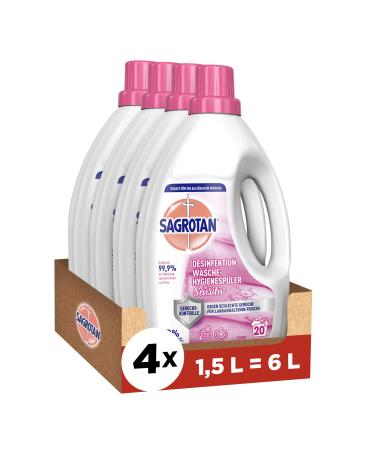 Sagrotan laundry hygiene pollution sensitive 0%- disinfectant for hygienically clean and freshness without color and fragrances- 4 x 1.5 l cleaner in a practical benefit pack 1.5 l (4 Pack)