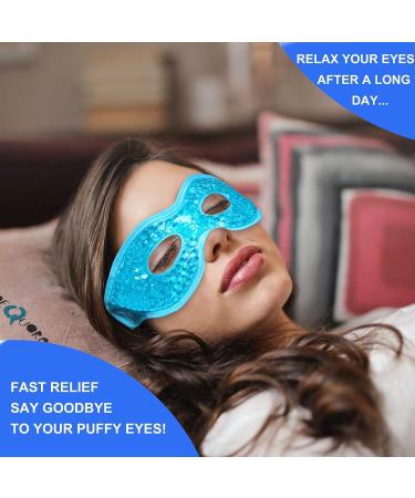 Reusable Gel Eye Mask for Puffiness/Dark Circles/Headaches/ Stress Relief - Hot/Cold Therapy for Eyes - 2PCS Blue Gel Bead Eye Mask - Buy Online on GoSupps.com